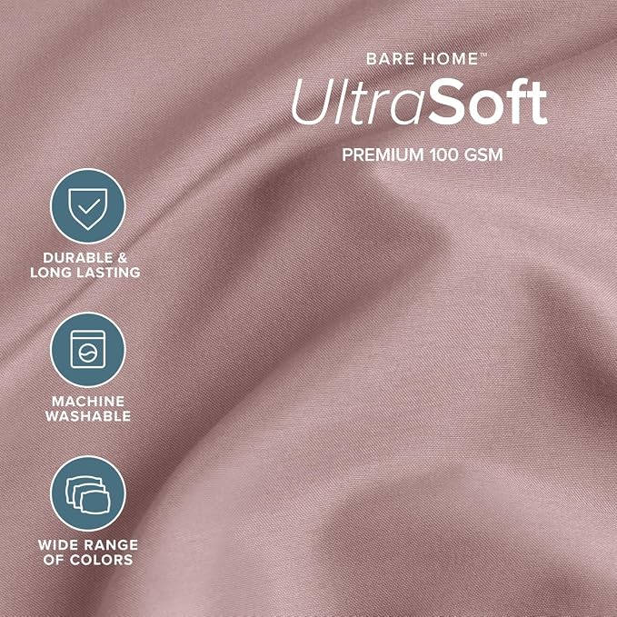 Bare Home Twin Sheet Set - 1800 Ultra-Soft (Twin, Mauve) | Deep Pockets 6 to 15 Inches, Breathable, Hypoallergenic, Hotel Luxury, Easy Fit, Soft, All-Season