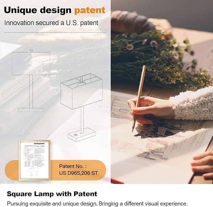 21" Touch Bedside lamps with 2 USB & AC Outlets, 3-Way Dimmable Bedside Table Lamps Set of 2 for Bedroom Living Room Office Reading, White Shade Lamps for Night Stands, 2700K LED Bulbs Included