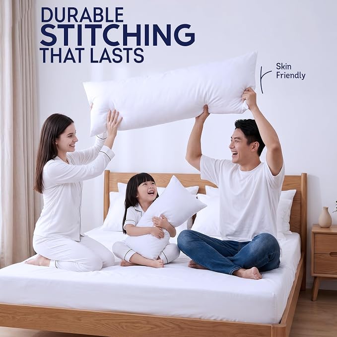 DOWNCOOL Large Body Pillow Insert- Breathable Full Body Pillow for Side Sleeper - Soft Long Bed Pillow for Adults - 20 x 54 inch (White)