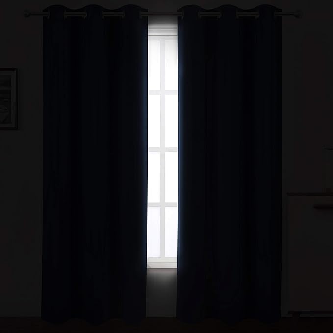 Navy Blue Thermal Blackout Curtains/42 x 95 Inch/Set of 2 Panels Room Darkening Curtains for Bedroom
