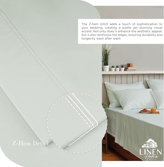 Linen Home 2-Pack Queen Sheet Set, 100% Cotton Percale Bedding, 8-Piece Value Bundle, Deep Pocket Cooling Bed Sheets for Hot Sleepers, Breathable & Crisp Hotel Quality, Long-Staple Cotton, Dove Grey