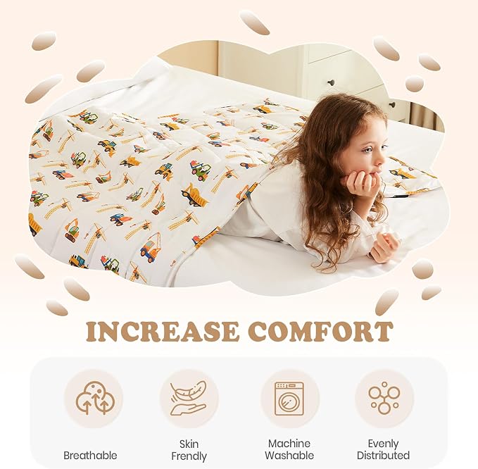 Weighted Blanket - 7 lbs Engineering Vehicles Heavy Blanket - Small Size Breathable Lap Blanket(41"x60", 7 lbs)