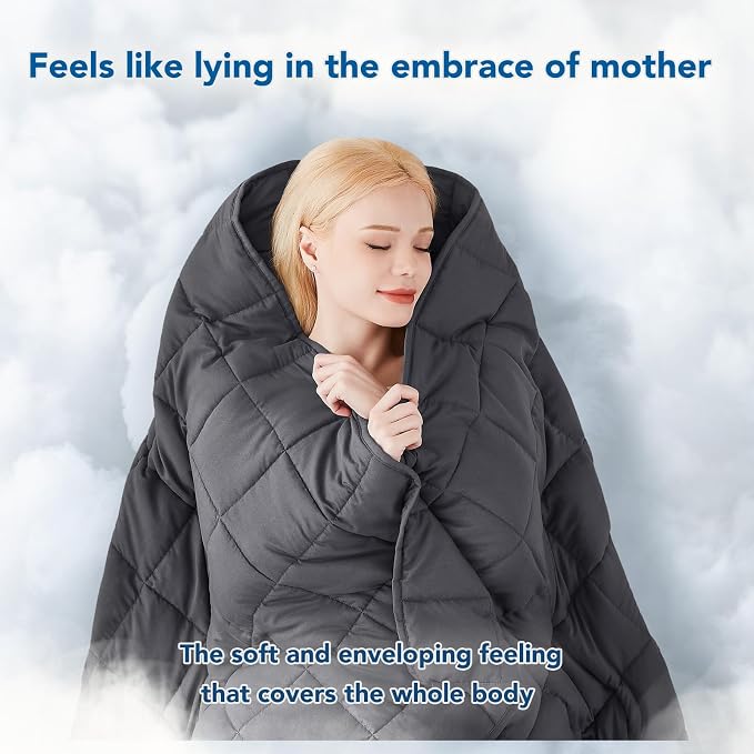 Weighted Blanket for Adults (15 lbs, 48" x 72") Twin Size Soft Cooling Heavy Blanket Sleeping, Apply to 130-160 lbs Body, Thick Breathable Blanket with Glass Bead, Easy Care