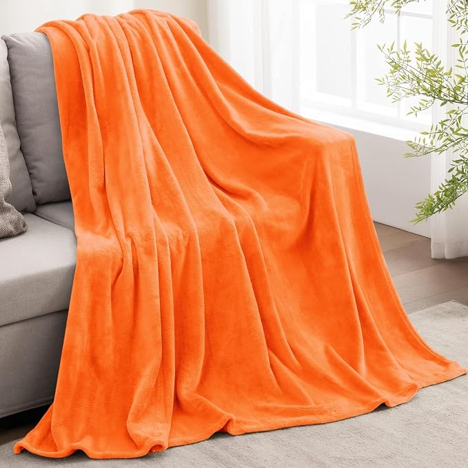 BEDELITE Fleece Blanket Soft Fall Twin Size Blanket Orange 60"x80" | Ultra Soft Fleece, Plush Microfiber, Lightweight Warmth, Fall Decor, Fade Resistant, Machine Washable, Couch Sofa Bed