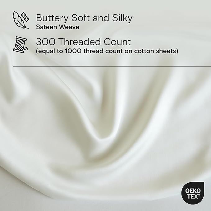 DOZ Duvet Cover Set, 100% Viscose derived from Bamboo, Organically Grown, Buttery Soft, Cooling Duvet Covers, High GSM, 1 Duvet Cover and 2 Pillowcases, 90"x90" (Ivory, Full/Queen)