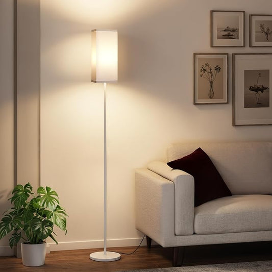 64.6" Floor Lamp, Pole with Foot Switch, Modern Standing Lamp Lampshade, Minimalist Freestanding Lamp (Bulb Not Included), for Living Room, Bedroom Office ETL Listed, White WCW07LD05
