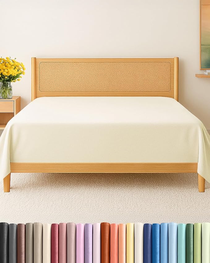 Twin Flat Sheet - Single Top Flat Sheet Only - Soft & Cooling - Off White | Hotel Luxury Top Flat Sheet Only, Ultra-Soft, Breathable & Cooling, Fade & Wrinkle Free, Easy-Care, Stain & Shrink Resistant