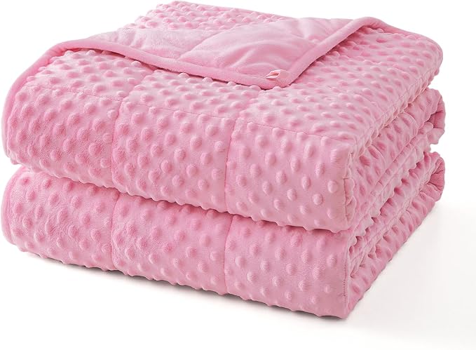 Weighted Blanket for Adults (15lbs 60"x80"), Minky Dots Heavy Blanket for 140-160lbs Sleeping, Soft, Cozy and Cooling Weighted Throw Blankets, Machine Washable, Pink