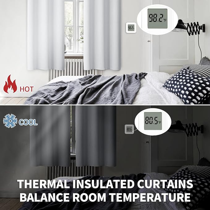 BGment Short Curtains for Small Window 54 Inch - Greyish White 2 Panels | Grommet top, Room Darkening, Sunblock, Thermal Insulated, Window Drapes for Kitchen, 38x54 Inch