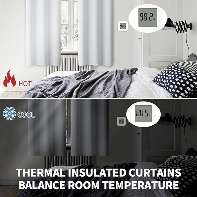 BGment Greyish White Room Darkening Curtains 84 Inch Long - 2 Panels | Grommet Top, Light-Blocking, Sunblock, Thermal Insulated, Window Drapes for Living Room Bedroom, 38x84 Inch