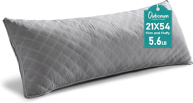 Oubonun Full Body Pillow for Side Sleeper, Adjustable Firm Long Bed Pillow | Extra Fill Plush Support - Large Quilted Loft Insert for Pregnancy Contour, Breathable Sweat-Absorbing Skin-Friendly Cushion