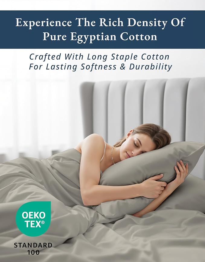 LANE LINEN Twin Size Bed Sheets 100% Egyptian Cotton Sateen - Silver | Twin Bed Sheet Set - 3-Piece Set, Ideal For Dorms And Guest Beds, For Guests And Everyday Use, Guest-Ready Comfort