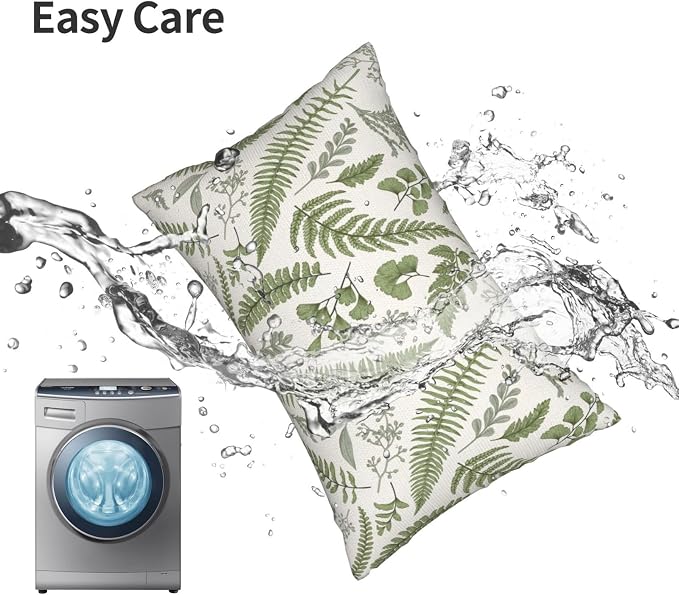 Sage Green Spring Pillow Covers 12x20 Inch 2 Pcs Vintage Leaf Plant Decor Throw Pillows Tropical Botanical Leaves Seasonal Outdoor Decoration Pillowcase Linen Cushion Cover for Couch Sofa