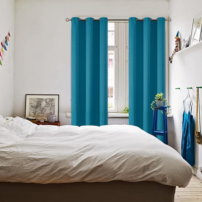 BGment Peacock Blue Blackout Curtains for Bedroom 72 Inch Long - 2 Panels | Grommet Top, Black Out, Room Darkening, Sunblock, Thermal Insulated, Window Drapes for Kids Boys Room, 42x72 Inch