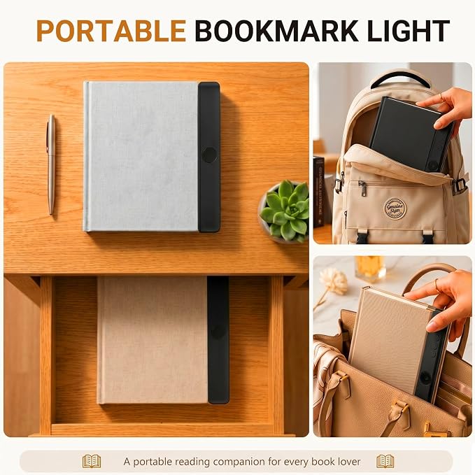 30 LED Book Light & Night Light 2 in 1, Flat Book Light Black | Rechargeable Book Page Light with 3 Color Temperatures, Stepless Dimming & 1-99 Min Sleep Timer, Ideal Gift for Readers