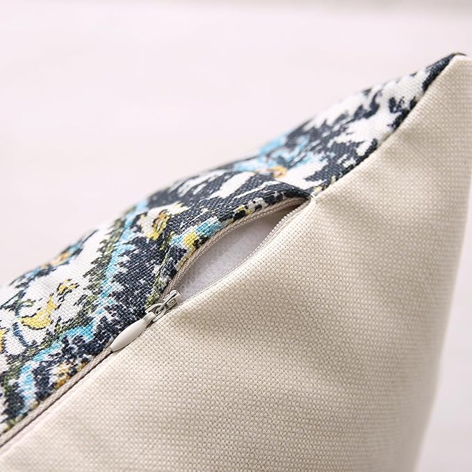 Outdoor Waterproof Pillow Covers 12X20 Set of 2 Bohemian Vintage Carpet Pattern Pillow Covers Green Blue Ethnic Design Decorative Farmhouse Cushion Case for Couch Garden