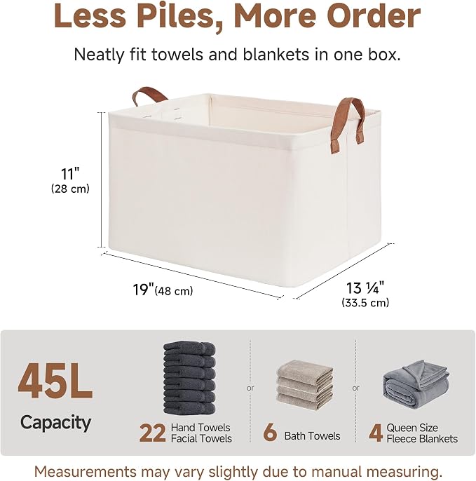 StorageWorks Closet Storage Baskets, Natural Color, Beige, Extra Large, 2-Pack