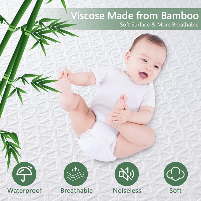 Premium Waterproof Mattress Protector Queen Size, Noiseless Deep Pocket | Breathable Bed Cover 3D Air Fabric Cooling Mattress Pad, Soft Washable, Fits 8"-21" Mattress, Viscose Made from Bamboo, White
