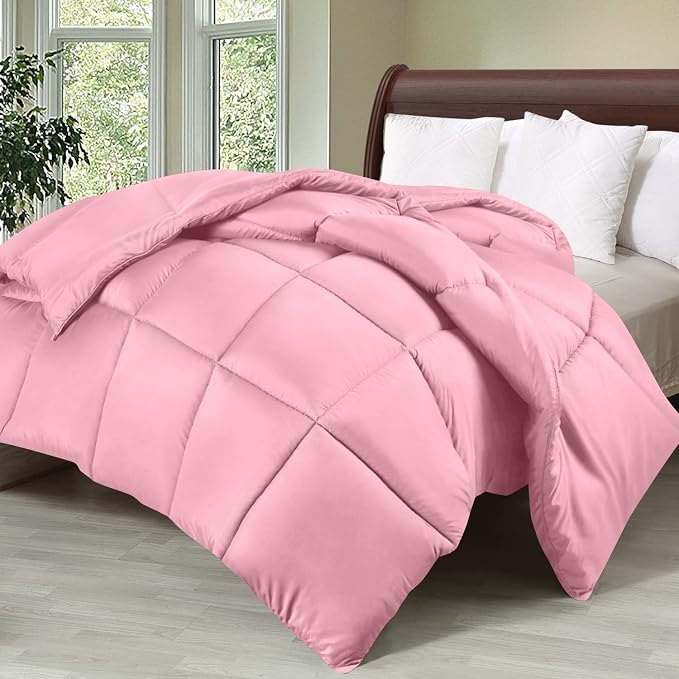 Utopia Bedding Queen Comforter, Duvet Insert, Pink, 88 x 88 Inches | Soft and Fluffy Down Alternative Bed Comforter, All Season, Breathable, Corner Tabs, Box Stitched, Durable, Machine Washable