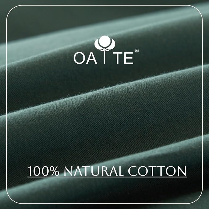 OAITE Duvet Cover Set 100% Washed Cotton Solid 3pcs | Soft,Durable,Long-staple Cotton,Hidden Zipper with 8 Interior Corner Ties,2 Pillowcases