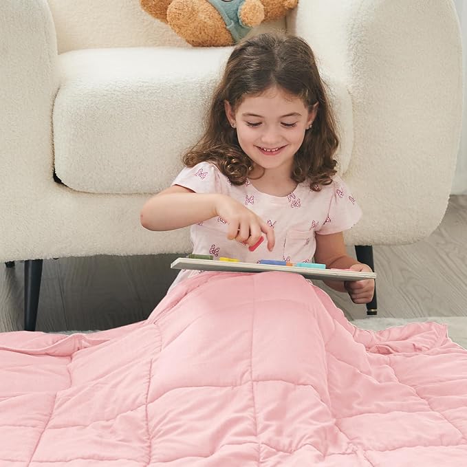 yescool Weighted Blanket (5 lbs, 36" x 48", Pink) Cooling Heavy Blanket, Perfect for 40-60 lbs, Breathable Throw Blanket Gifts with Premium Glass Bead, Machine Washable