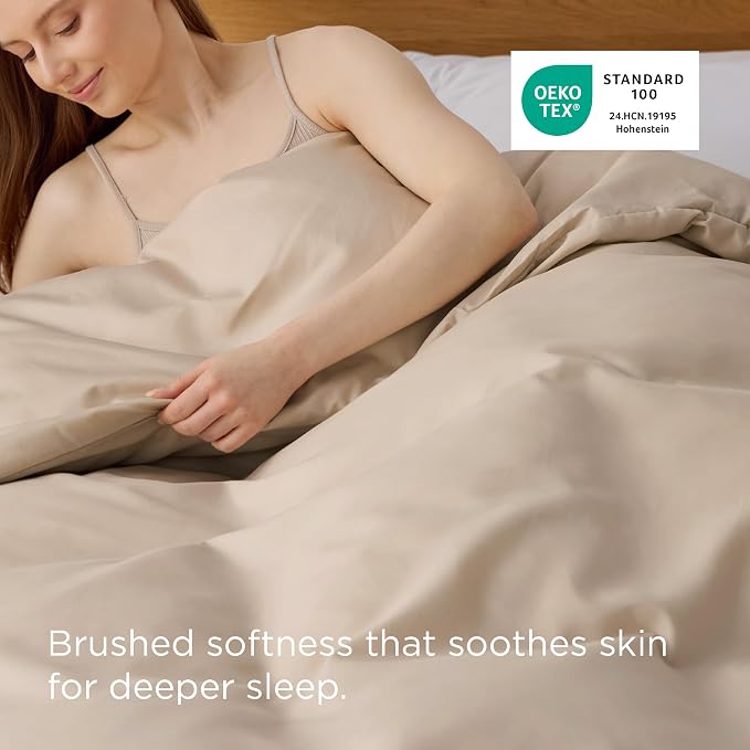 Bedsure Duvet Cover King Size, 1Pc Soft Double Brushed Bedding, Light Brown | For Kids & Adults, 104"x90", Only 1 Comforter Cover, No Pillow Shams, Hotel Luxury, Breathable, Lightweight, Zipper Closure