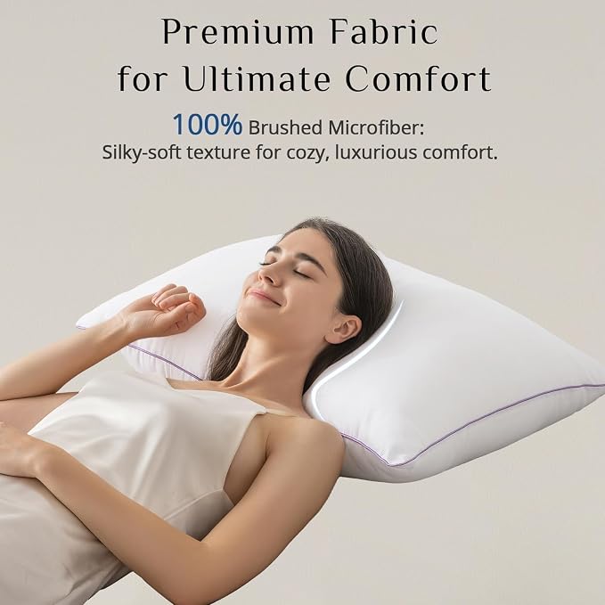 JOLLYVOGUE Pillows Standard Size Set of 4, Washable Supportive Firm Bed Pillows with Oeko-Tex Certified Soft Down Alternative Fill, Luxury Hotel Quality for Side, Back and Stomach Sleepers