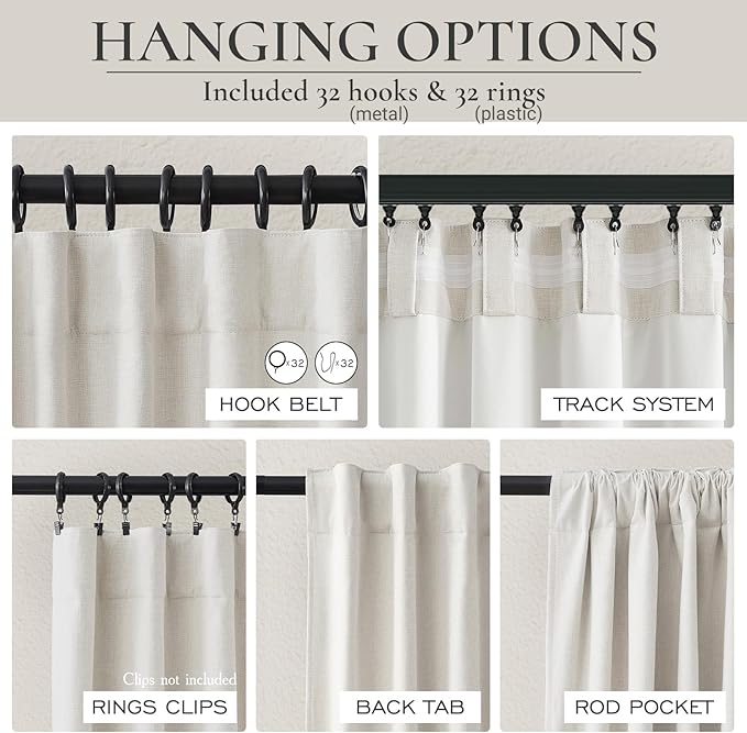 QJmydeco Complete Blackout Curtains 95 Inches Long, Custom Drapes for Sliding Glass Doors 2 Panels Sound/Draft/Cold/Warm Blocking Modern Living Room Long Kitchen Curtains (W50 x L95) Back Tab
