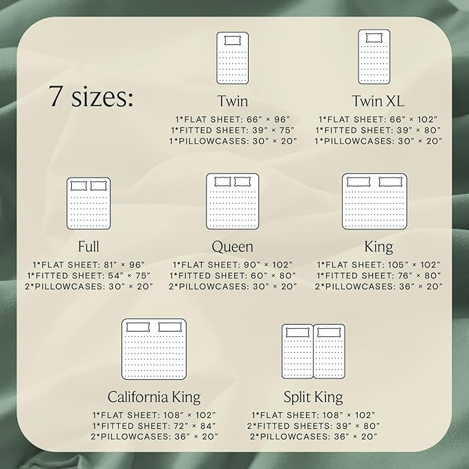 LuxClub 4 PC Full Sheet Set, Breathable Luxury Bed Sheets, Deep Pockets 18" Wrinkle Free Cooling Bed Sheets Machine Washable Hotel Bedding Silky Soft - Tree Moss Green Full | LuxClub Silky Fitted Sheet & Pillowcase Sets, Breathable Hotel Luxury Bedding...