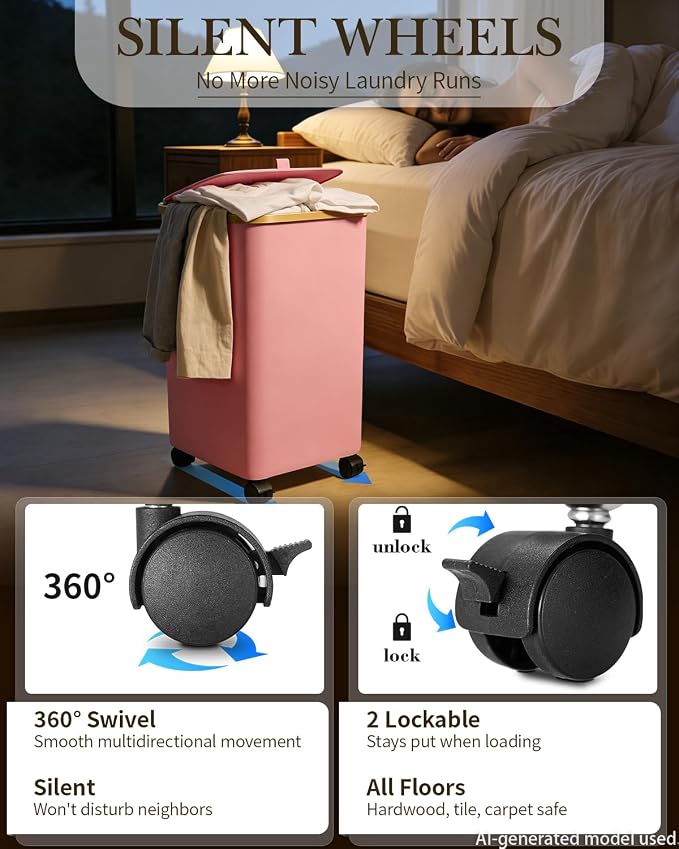Laundry Hamper with Wheels, 75L Rolling Laundry Basket, Removable Inner Bag | Clothes Hampers for Laundry, Collapsible Dirty Clothes Hamper for Dorm, Bedroom, Bathroom, Laundry Room