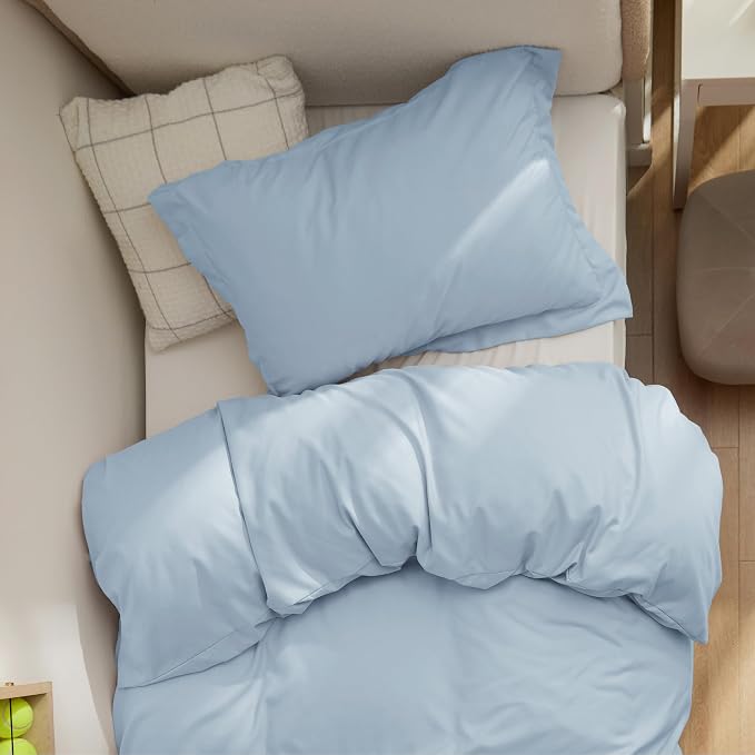 Bedsure Twin/Twin XL Duvet Cover, Double Brushed Bedding Set, Light Blue | For Kids & Adults, 68"x90" Comforter Cover, Hotel Luxury, All Season, Breathable, Easy Care, Lightweight, Zipper Closure