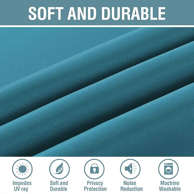 H.VERSAILTEX Blackout Thermal Insulated Living Room Curtains 84 inches Long Kids Boys Room Curtains for Bedroom - Room Darkening Window Treatment Grommet One Panel, Turquoise Blue, 52'W x 84'L