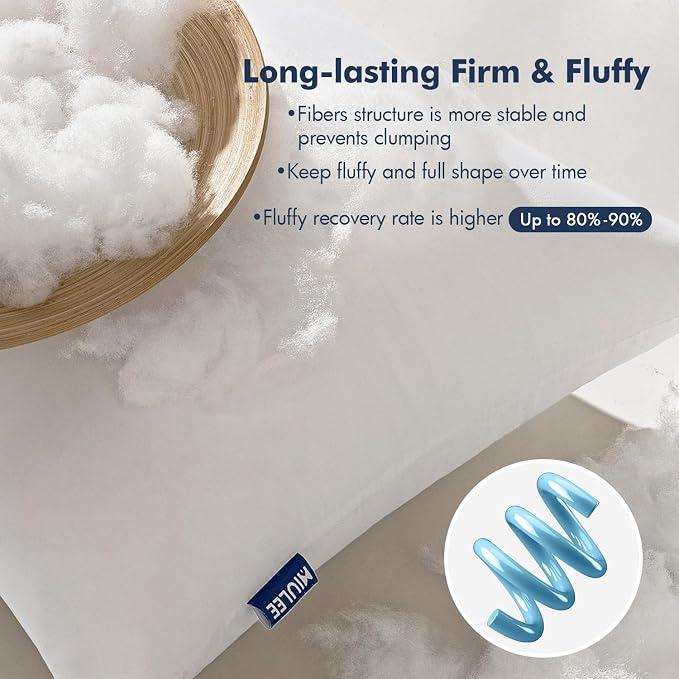 MIULEE 12x24 Throw Pillows Inserts 2 Pack, Decorative Pillows for Couch Bed | 100% Virgin Filling, Full and Fluffy, Lumbar, Back and Neck Support