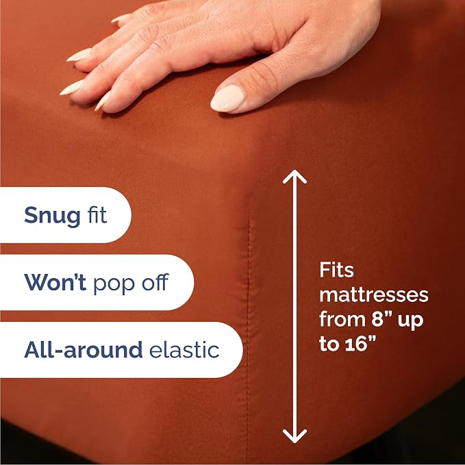 Cal King 6 Piece Bed Sheet Set - Breathable & Cooling Sheets - Terracotta | Ultra-Soft Hotel Luxury Bedding Set with 8-16 Inch Deep Pockets, 1 Flat & 1 Fitted Sheet & 4 Pillowcases, Wrinkle & Fade Free