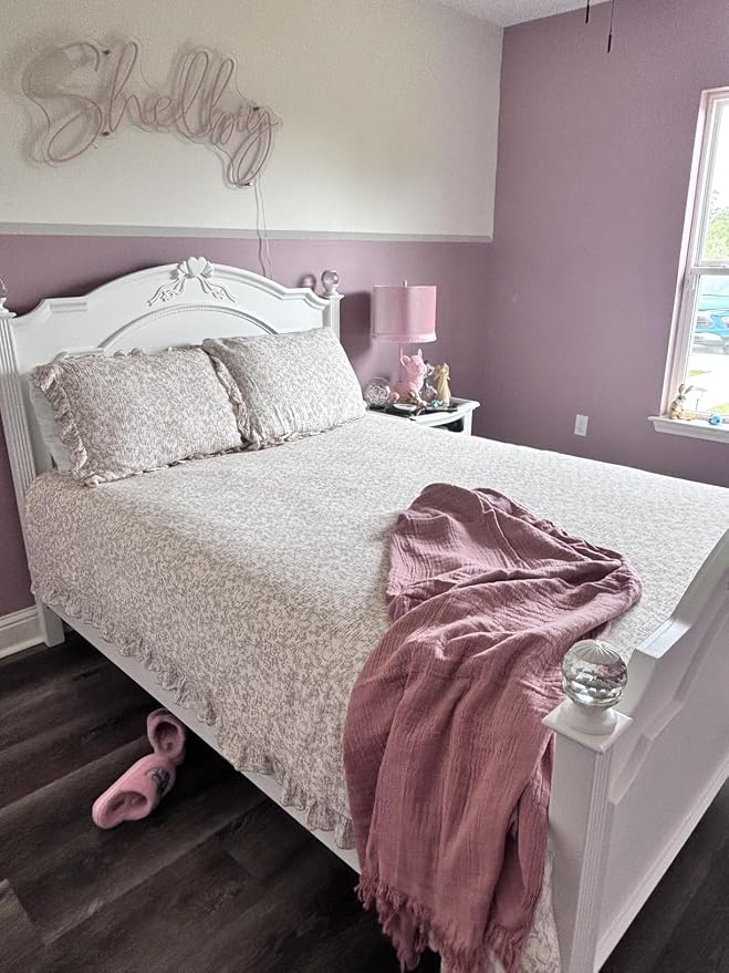 Rabbit Duvet Cover Full Size Kids Duvet Cover 79"x90" Muslin Cotton Quilt Cover with Chic Ruffles, Girls Comforter Cover with Zipper Closure, Machine Wash, All Seasons