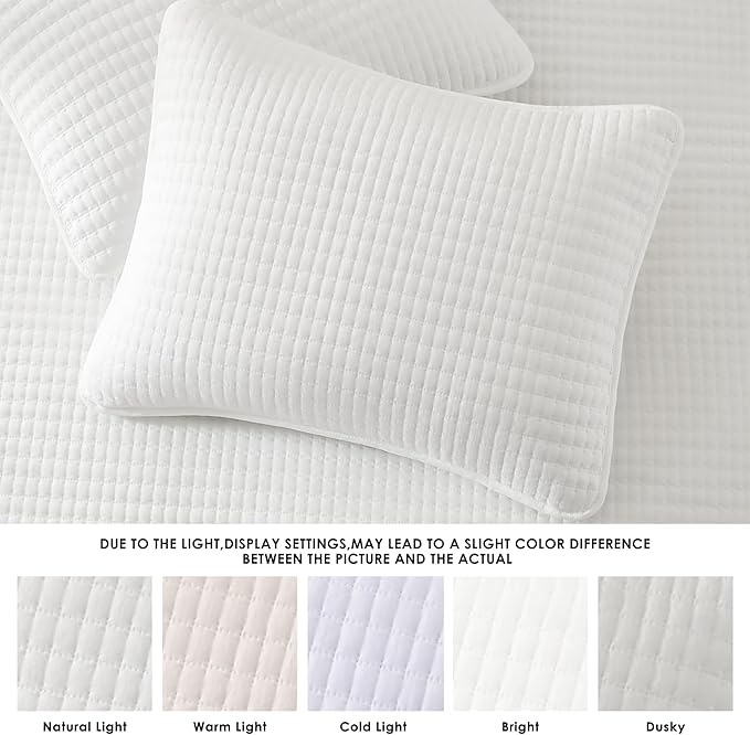 Oversized King Quilt-White Lightweight Bedspreads Quilt Bedding Set | Soft Coverlet with 2 Shams for All Seasons, Suitable for Bed, Couch, 102"x110"