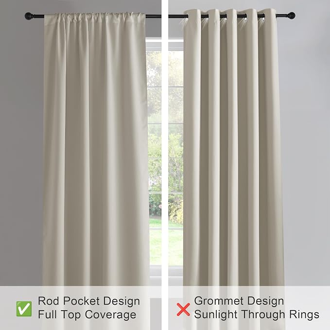 PONY DANCE Cream Short Window Curtains for Kitchen 36 inch Long, 2 Panels Set Half Window Drapes for Bedroom Basement, Blackout Small Curtains for Travel Trailers, Width 29 x Length 36 inches