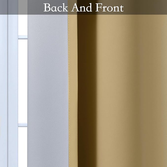 SimpleHome Ombre Beige to Grey White Curtains for Living Room 52Wx84L | Room Darkening Curtains for Bedroom,Gradient Light Blocking Curtain,Thermal Insulated Grommet Window Drapes,2 Panels,84 Inch