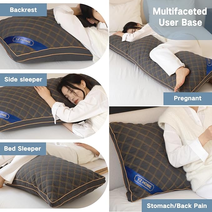 YZ HOME Long Body Pillow for Adults - Firm Body Pillow Insert with Shredded Blue Memory Foam, Adjustable Height, Soft Support for Side Sleeping, Pregnant Women, Washable (20x54 Inch, Grey) | Firm Body Pillow, Adjustable Height, Soft Support for Side Sl...