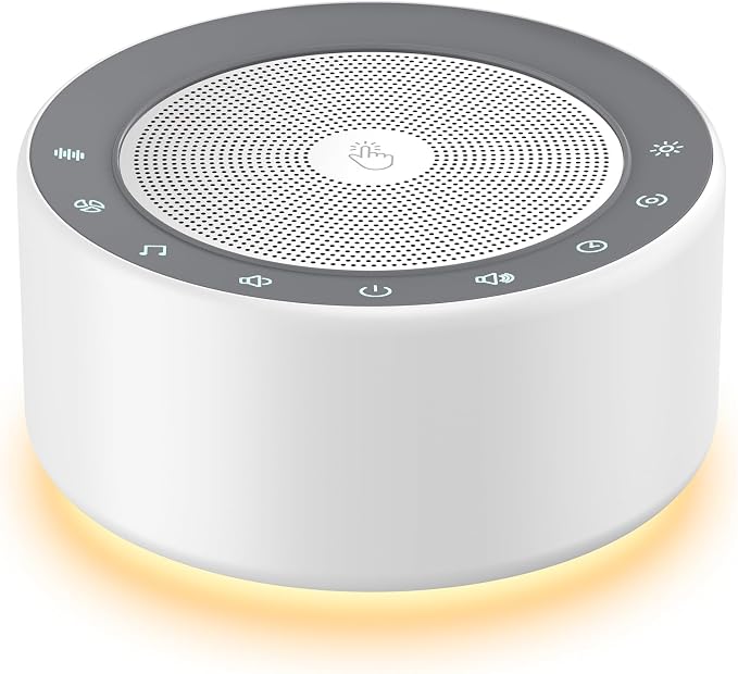 Kipcush White Noise Machine for Baby & Adults, 30 Soothing Sounds, Sleep Sound Machine with 8 Color Night Light, Memory Function, White Noise for Sleeping, Nursery, Office, Travel & Relaxation