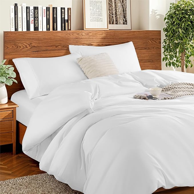 DEITAS 100% Cotton Queen Duvet Covers 3 Piece,1200 Thread Count，White | Luxury Egyptian Cotton Comforter Cover With Zipper Closure, Ultra Cooling Breathable, Hotel Bedding Duvet Covers