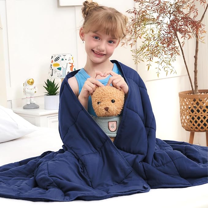 Weighted Blanket 3lbs, 36"x48", Cooling Heavy Throw Blanket for 20-40lbs, Microfiber Soft Thick Big Blankets Weighted Comforter Breathable Gift, Navy
