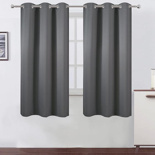 Frost Grey Blackout Curtains 34 x 63 Inch Length/Set of 2 Curtain Panels/Thermal Insulated Room Darkening Blackout Curtains for Bedroom