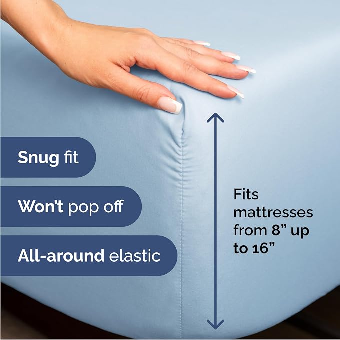 Cal King 6 Piece Bed Sheet Set - Breathable & Cooling Sheets - Baby Blue | Ultra-Soft Hotel Luxury Bedding Set with 8-16 Inch Deep Pockets, 1 Flat & 1 Fitted Sheet & 4 Pillowcases, Wrinkle & Fade Free