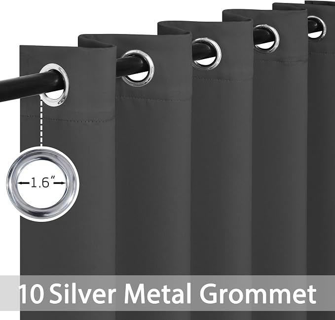 Yakamok Room Darkening Curtains 70x84 inch Length Charcoal Grey-Living Room | 2 panels,grommet blackout window treatment,thermal insulated,light blocking drapes,privacy protection,bedroom dining room