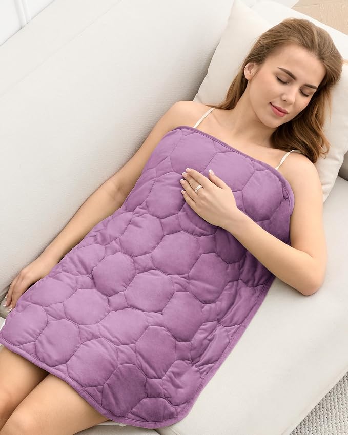 Cottonblue Small Weighted Lap Blanket 7lbs for Adults Teens 24"x29", Cozy | Soft Crystal Velvet Weighted Blanket Pad, Washable Portable Mini Travel Blankets for Relaxation All Season Use, Light Purple