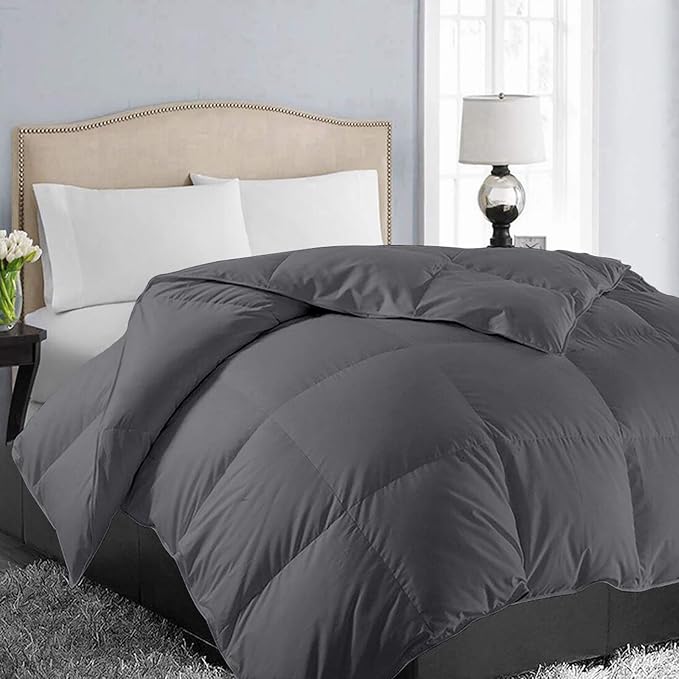 EASELAND Oversized King Down Alternative Comforter, Dark Grey, 98x116 | Quilted Duvet Insert for All Seasons, Soft Lightweight Bedding with Corner Tabs, Breathable Machine Washable Hotel Quality