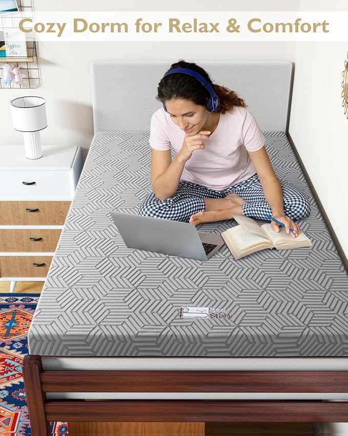 BedStory Firm Mattress Topper Twin XL for Back Pain Relief - 4 Inch Memory Foam Mattress Topper with High Density Support Foam and Breathable Washable Cover, CertiPUR-US Certified