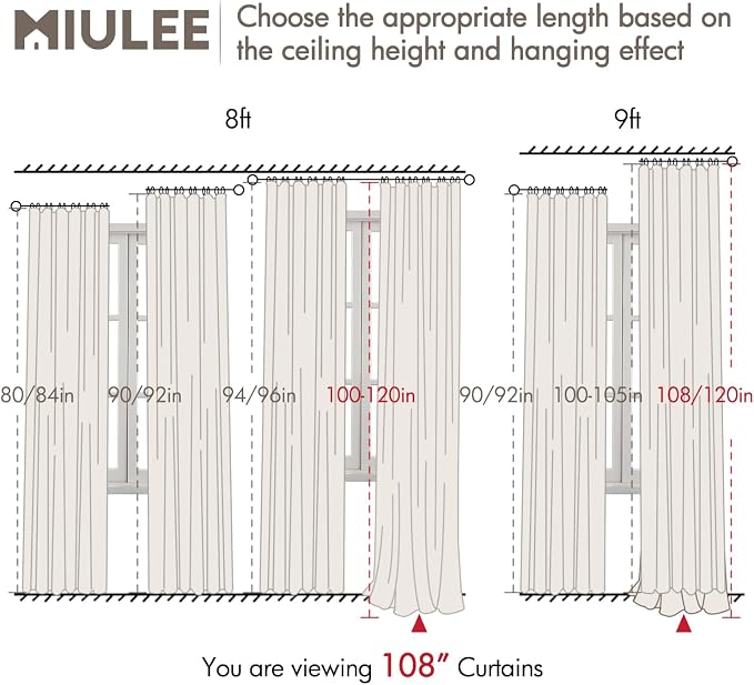 MIULEE 100% Blackout Back Tab Pleat Linen Curtains 50" Wx108 L,Dutch Cocoa | 2 Panels,Thick Faux Linen,Textured Drapes,with Hooks,for Bedroom Living Room,Black Out,Room Darkening