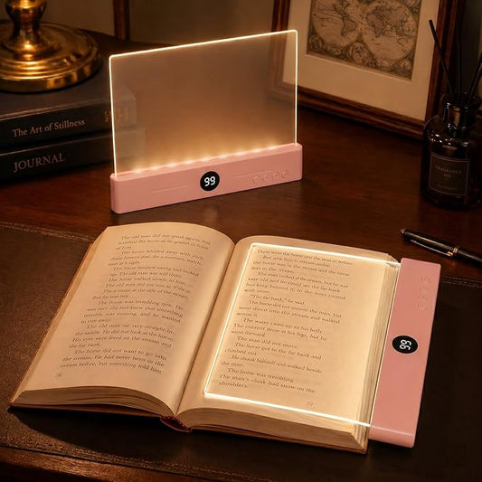 30 LED Book Light & Night Light 2 in 1, Flat Book Light Pink | Rechargeable Book Page Light with 3 Color Temperatures, Stepless Dimming & 1-99 Min Sleep Timer, Ideal Gift for Readers